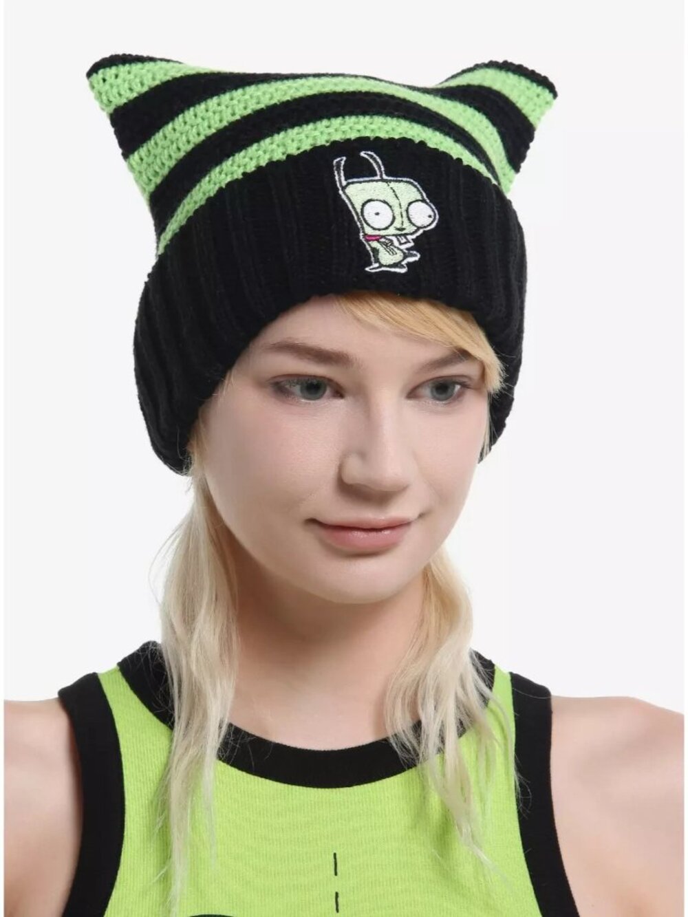 Invader Zim Gir Striped Subtle Ear Beanie NEW
